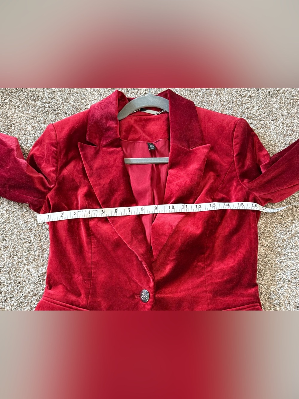 White House Black Market Women's Burgundy Velvet Blazer Size 0 Button Pockets - Picture 8 of 8
